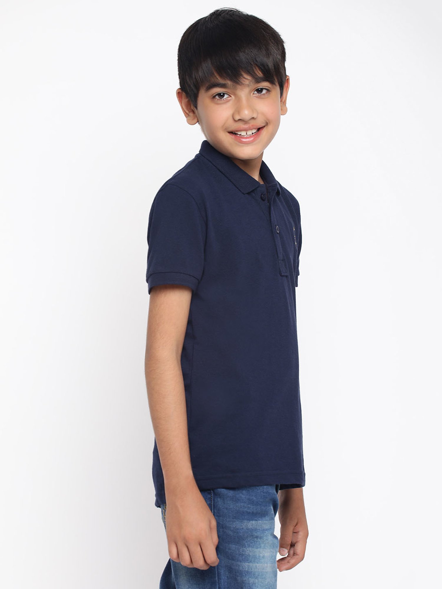 Lil Tomatoes Kids Navy Solid Polo T-Shirt