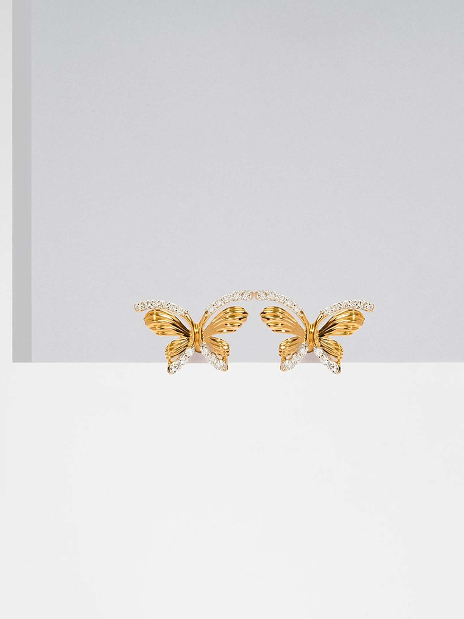 P.N.Gadgil Jewellers 14k Gold Butterfly Gold Stud Diamond Earrings For Women