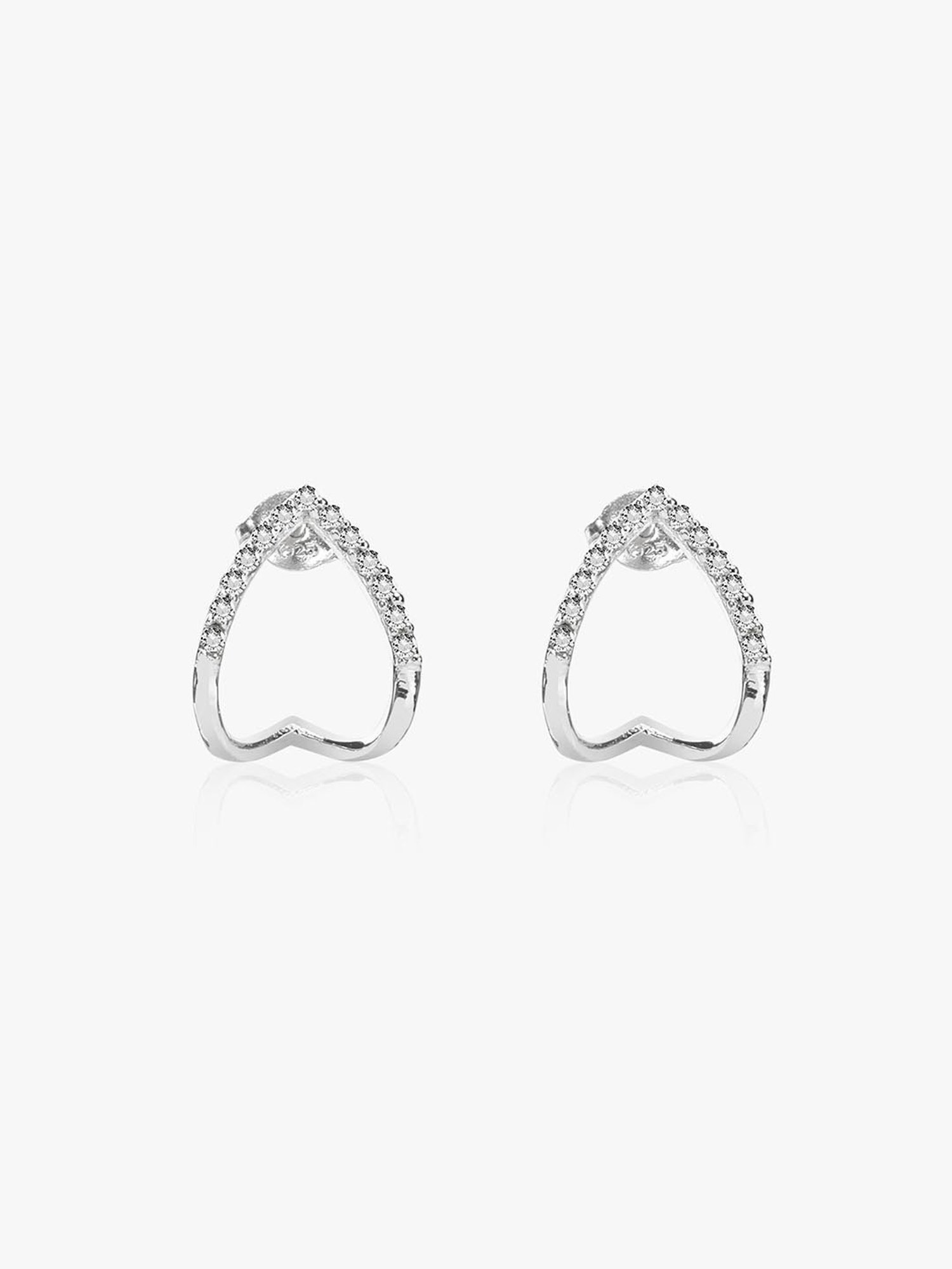 March by FableStreet Sterling Silver White Zircon Stud Earrings for Women
