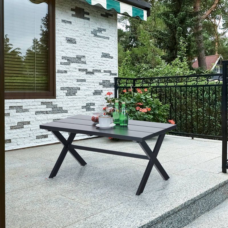 37" Steel Square Patio Dining Table - Black - Captiva Designs