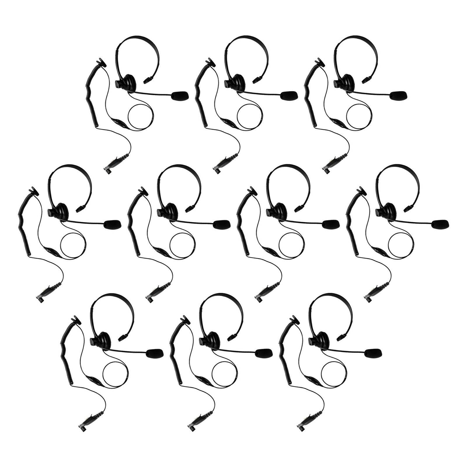 10 pack Classic Single Earmuff Headset PTT VOX MiC for Motorola GP338 GP338R