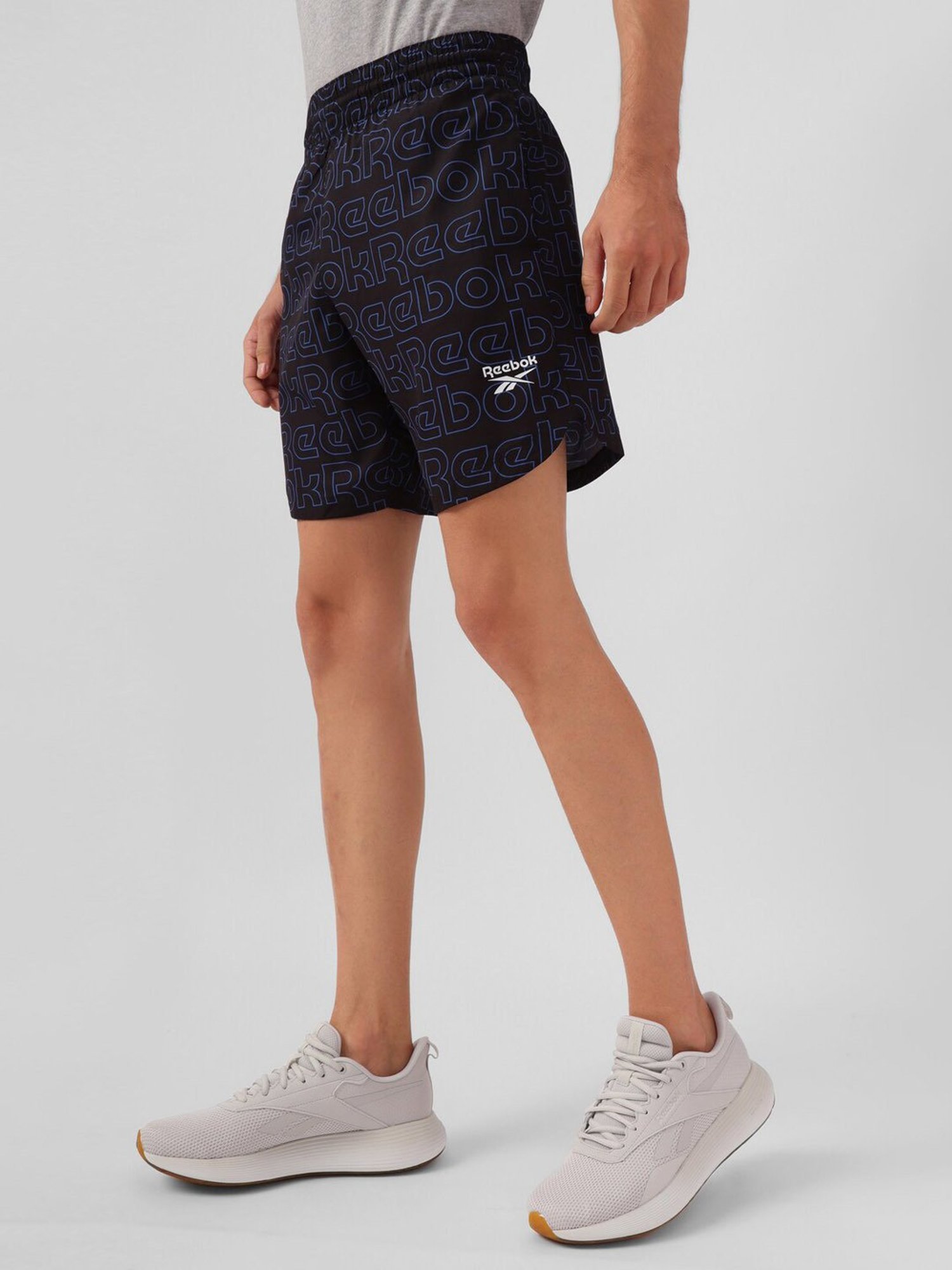 Reebok Navy Regular Fit Logo Printed Training Sports Shorts