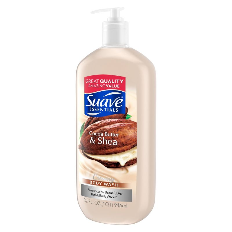 Suave Essentials Cocoa Butter & Shea Creamy Body Wash Soap for All Skin Types - 32 fl oz