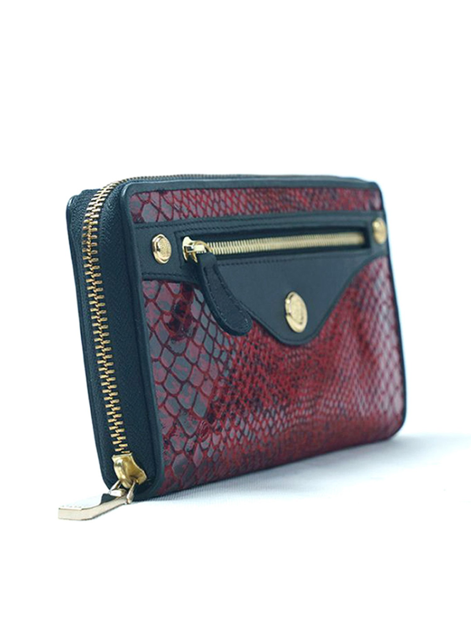 RI2K London Red Leather Textured Zip around Wallet
