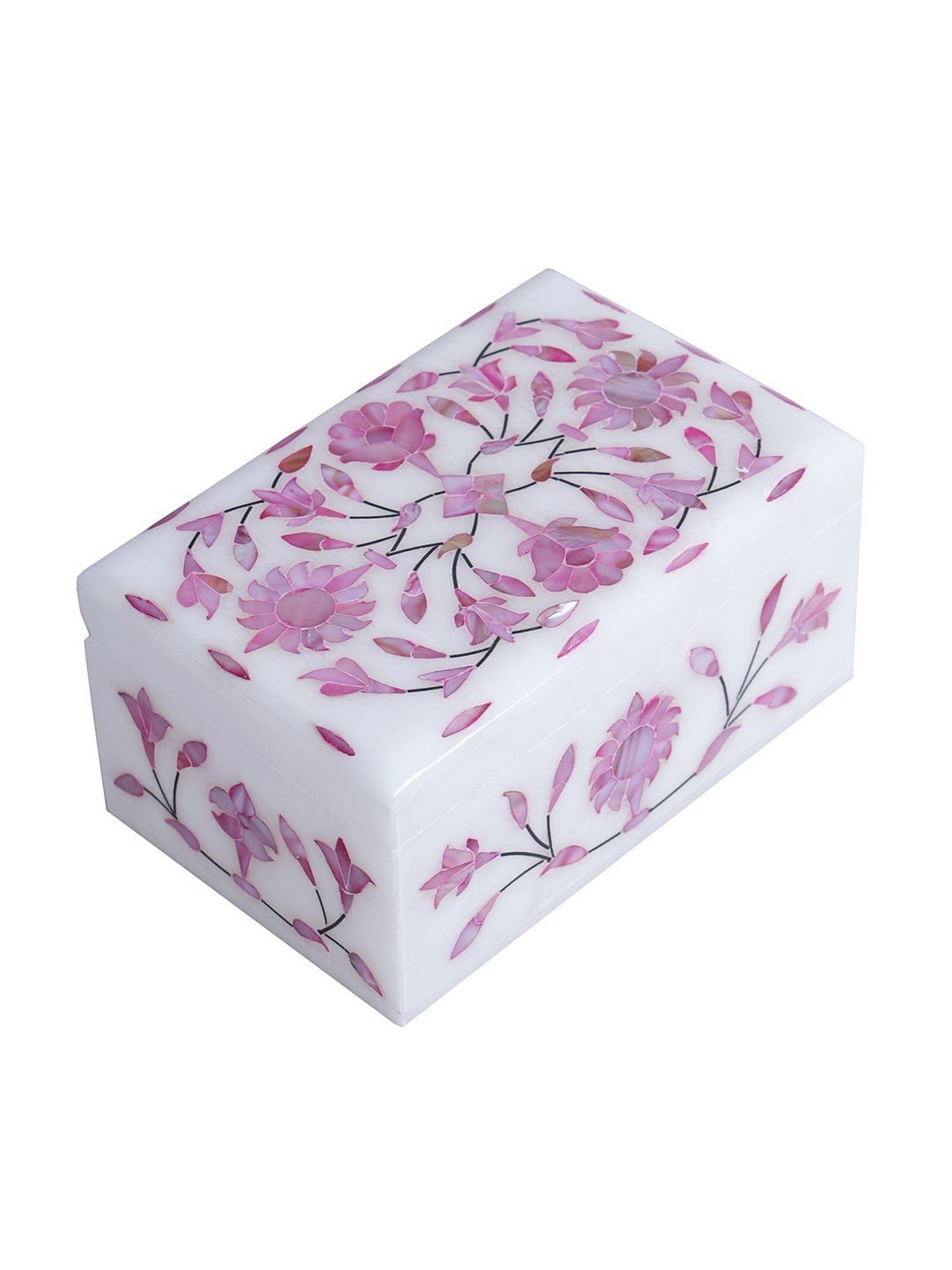 Aapno Rajasthan Pink & White Marble Multiusage Box