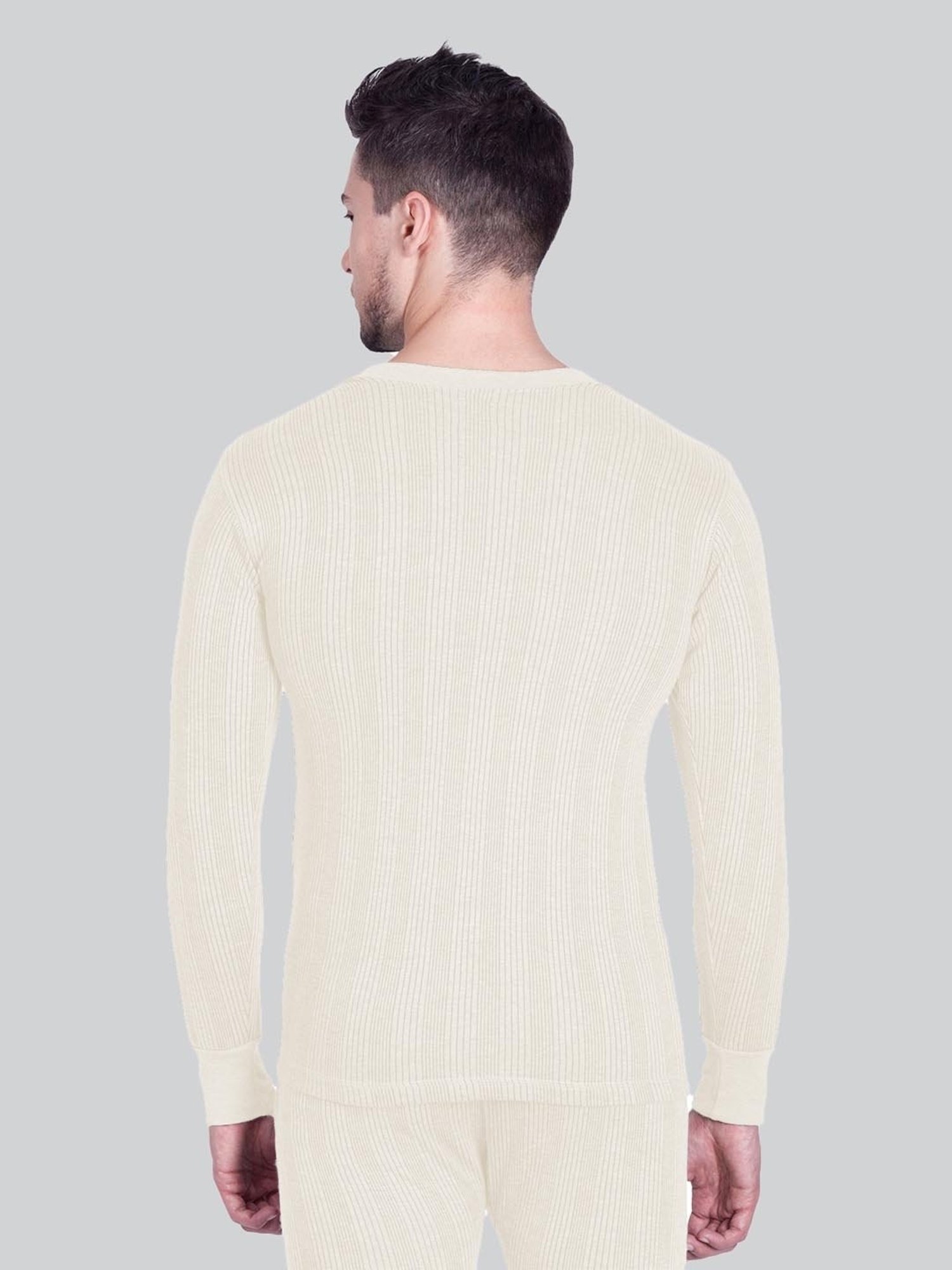 LUX Inferno White Skinny Fit Striped Thermal Top