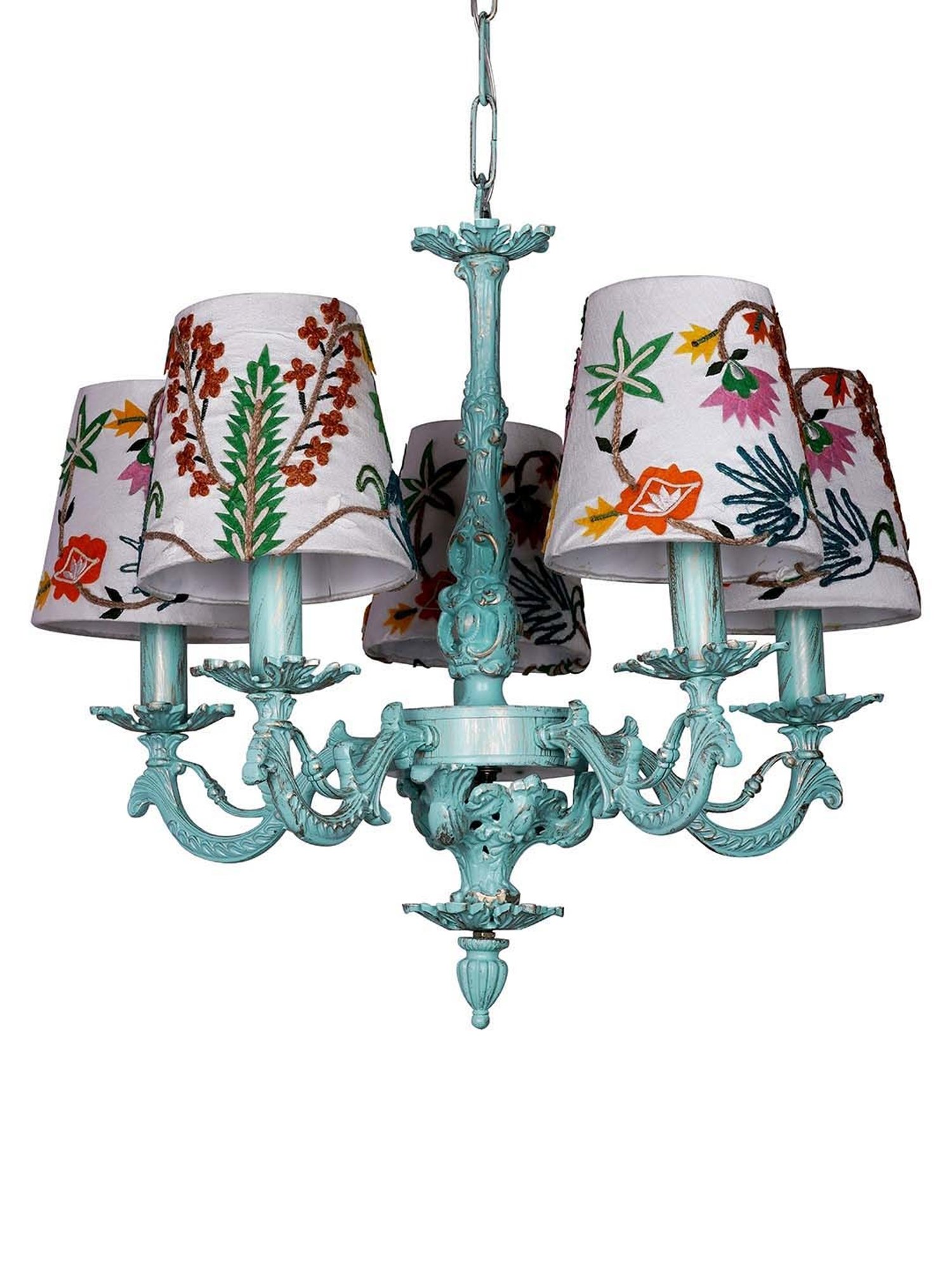 16" Glass/Metal Jasmine Tiffany Style Semi Flush Mount (Includes Energy Efficient Light Bulb) Cream - JONATHAN Y