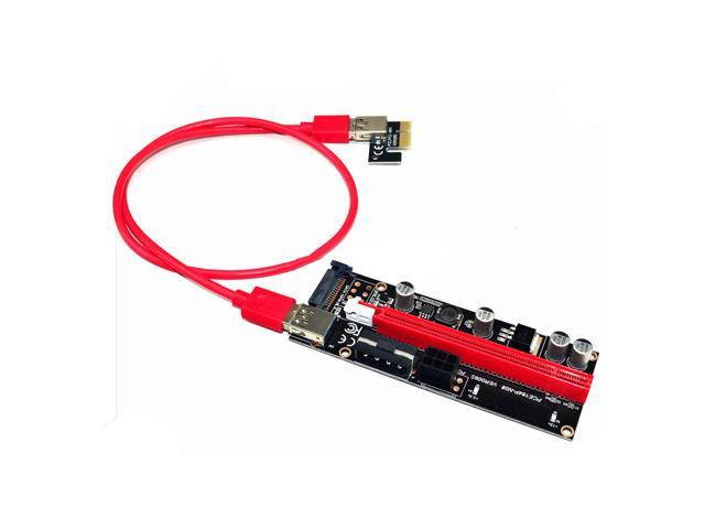 Mining Dedicated Graphics Card Extension Cable Adapter with SATA Cable X1 to X16 PCIe Riser Cable 60cm USB 3.0 Cable,PCI Express X1 to X16 GPU Mining Card, SATA,6Pin and Molex 3 Power Options-2pcs/Lot