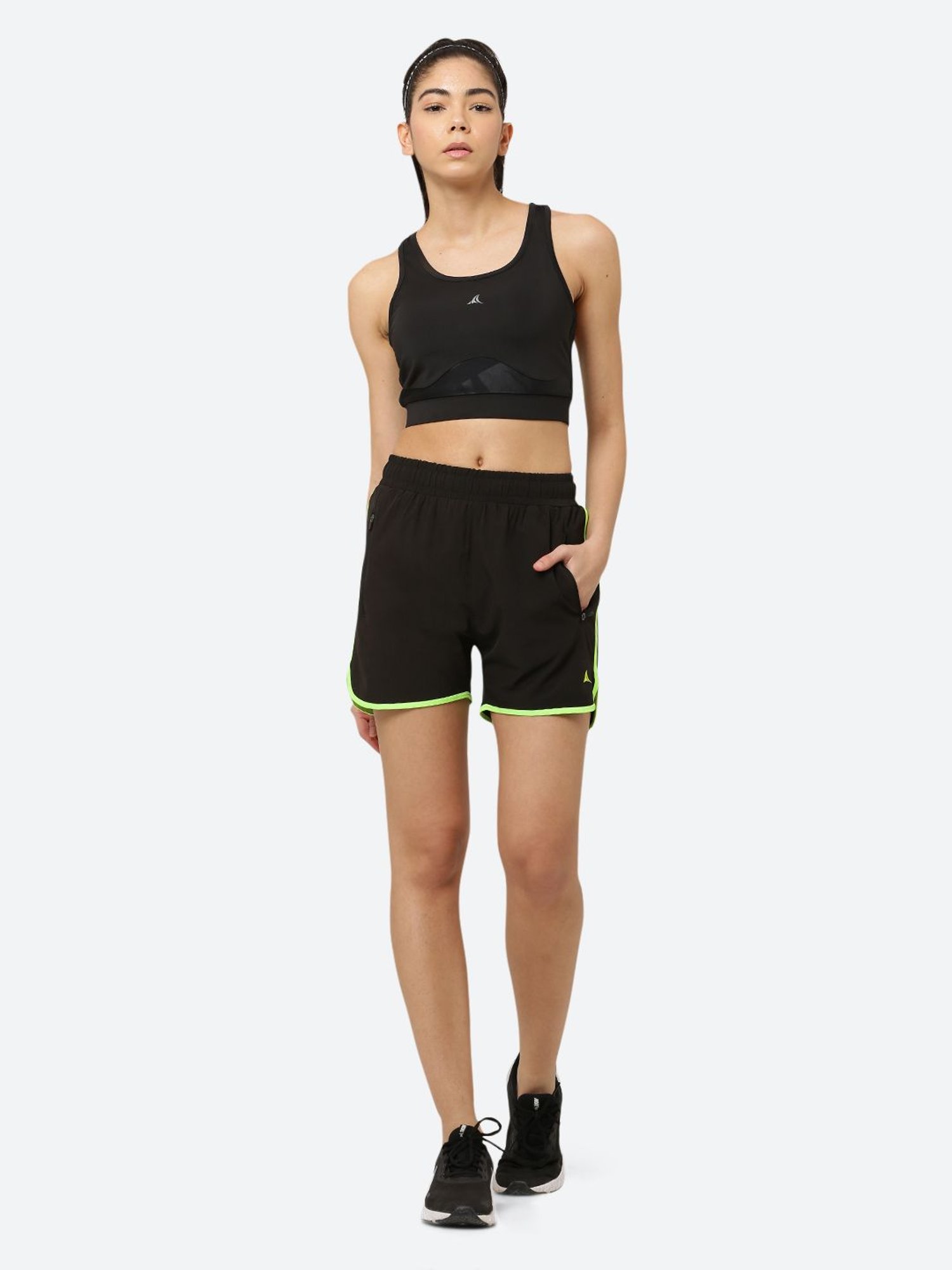 Fitleasure Black Mid Rise Shorts