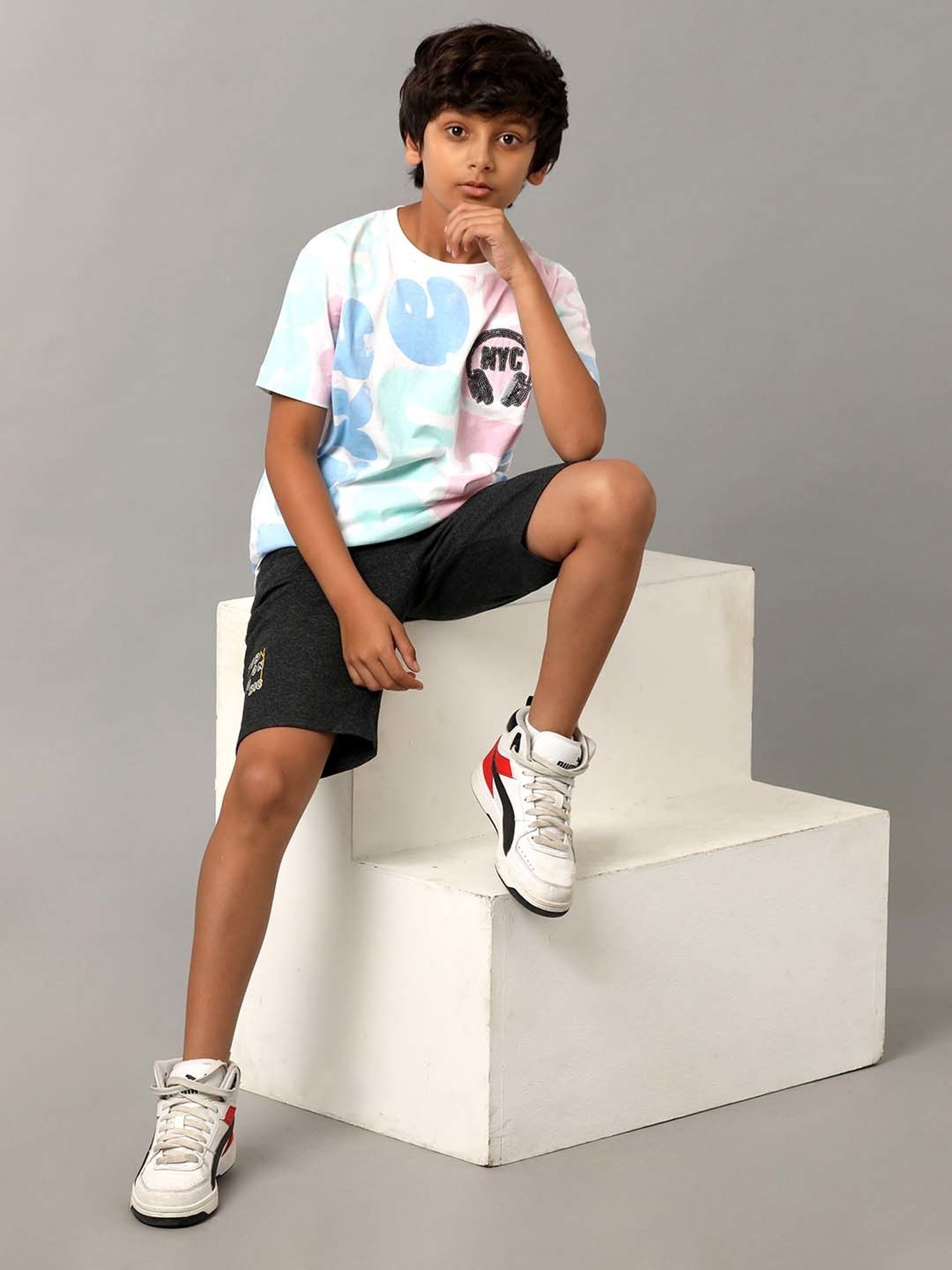 Under Fourteen Only Kids Multicolor Cotton Printed T-Shirt