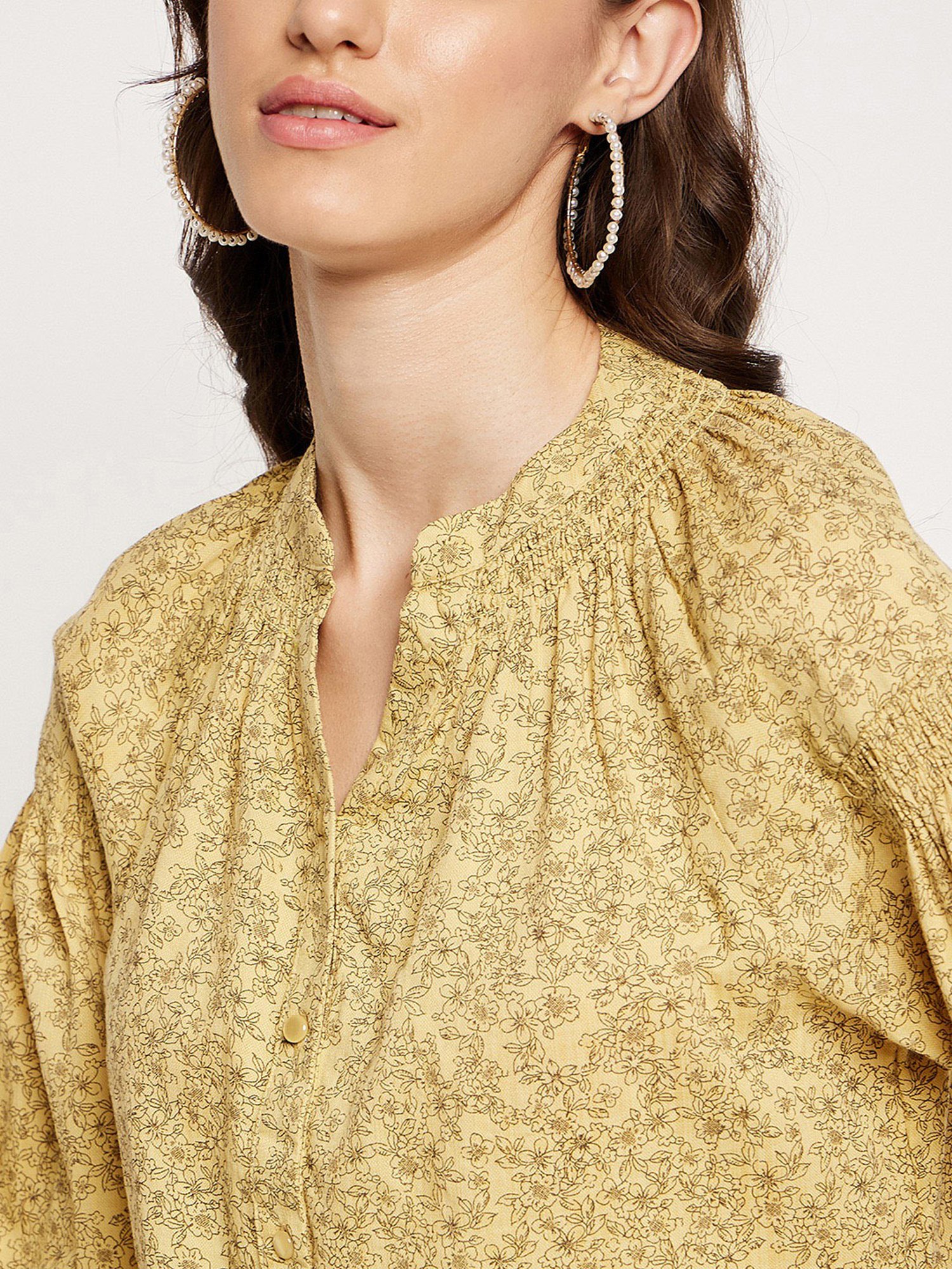 MADAME Mustard Printed Top