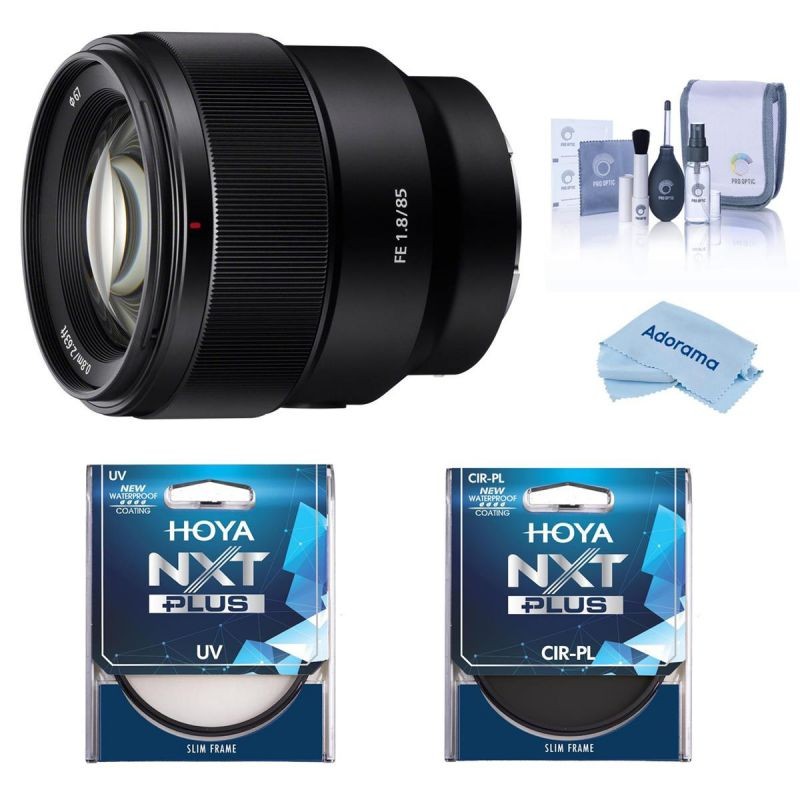 Sony FE 85mm F1.8 E-Mount Lens with Hoya NXT Plus UV/CPL Filter, Cleaning Kit