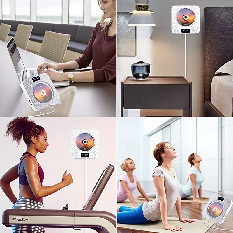 DVD / CD Player with Bluetooth, Wall Mountable CD Music Player with Remote Control HDMI for TV Home CD Boombox with FM Radio Built-in HiFi Speakers (White)