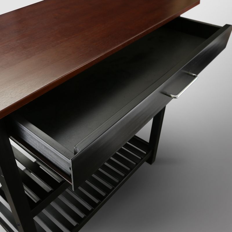 Casual Home Solid American Hardwood Kitchen Island with Drawer & Shelves, Walnut