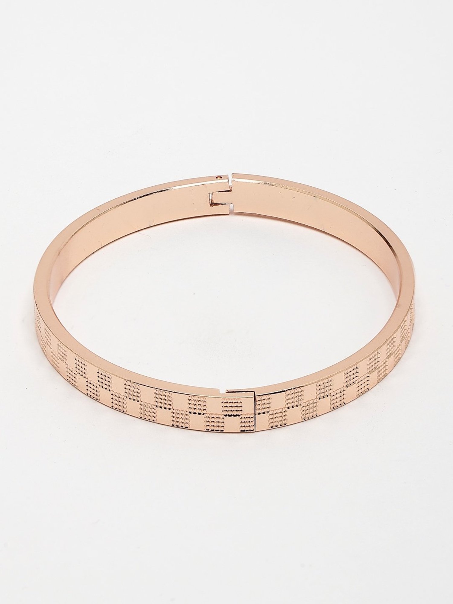 NVR Men Rose Gold Stainless Steel Kada Bracelet