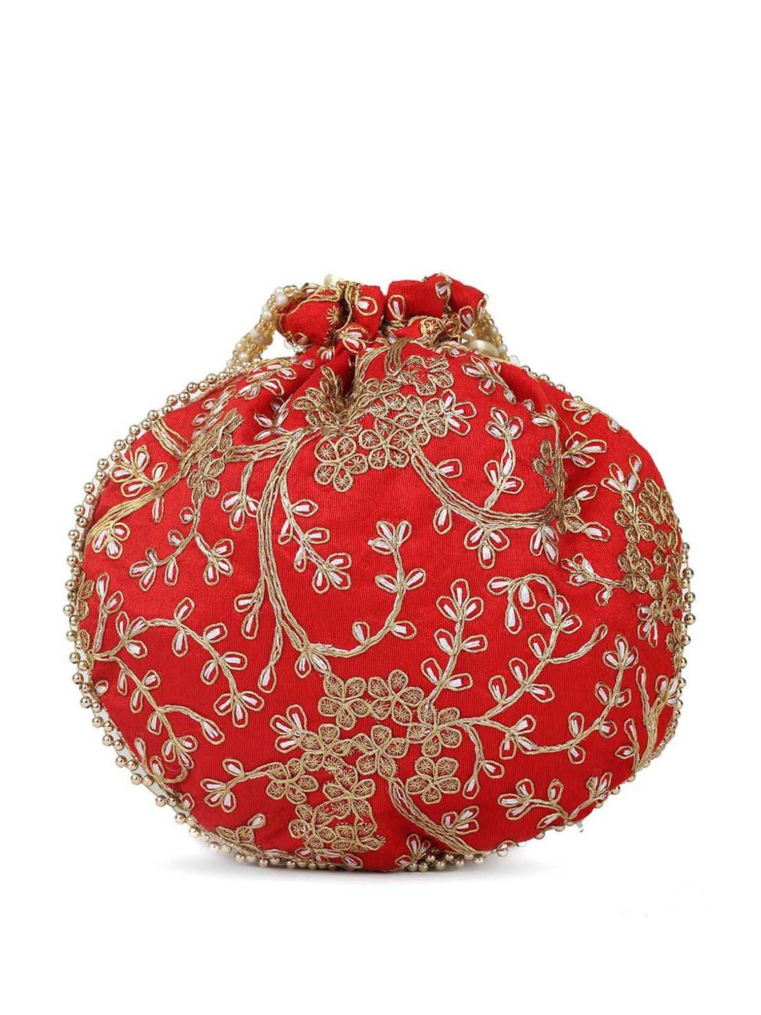 Gaurapakhi Red Embroidered Potli