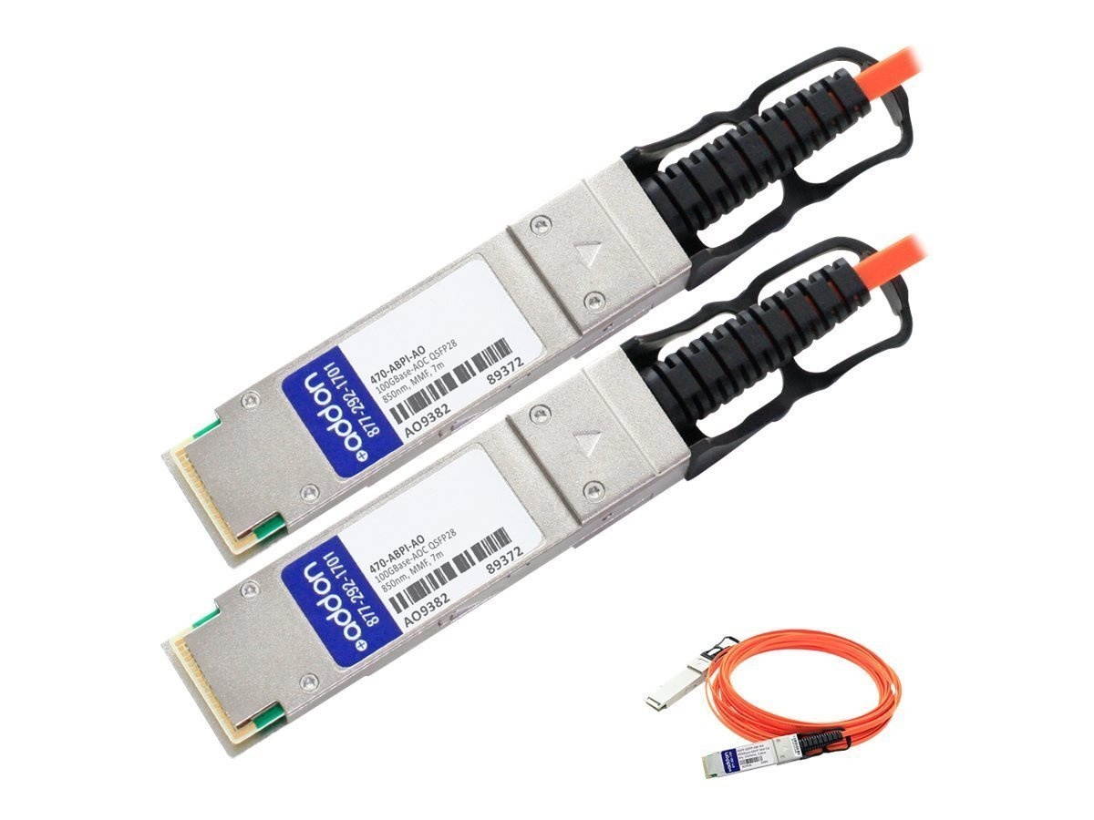 AddOn Dell 470-ABPI Compatible TAA Compliant 100GBase-AOC QSFP28 to QSFP28 Direct Attach Cable (850nm, MMF, 7m)