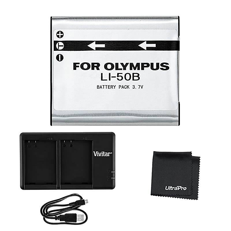LI50B HighCapacity Replacement Battery wRapid Dual Charger for Select Olympus Cameras  Bundle Includes Deluxe Microfiber Cleaning Cloth