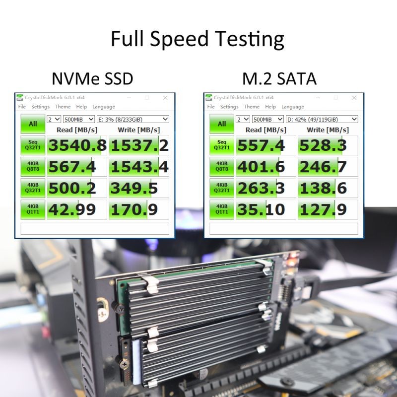 GLOTRENDS 2 in 1 M.2 PCIE 4.0 Adapter Add-on Card with M.2 Heatsink for M.2 PCIE (NVME/AHCI) SSD and M.2 SATA SSD (PA12-HS)