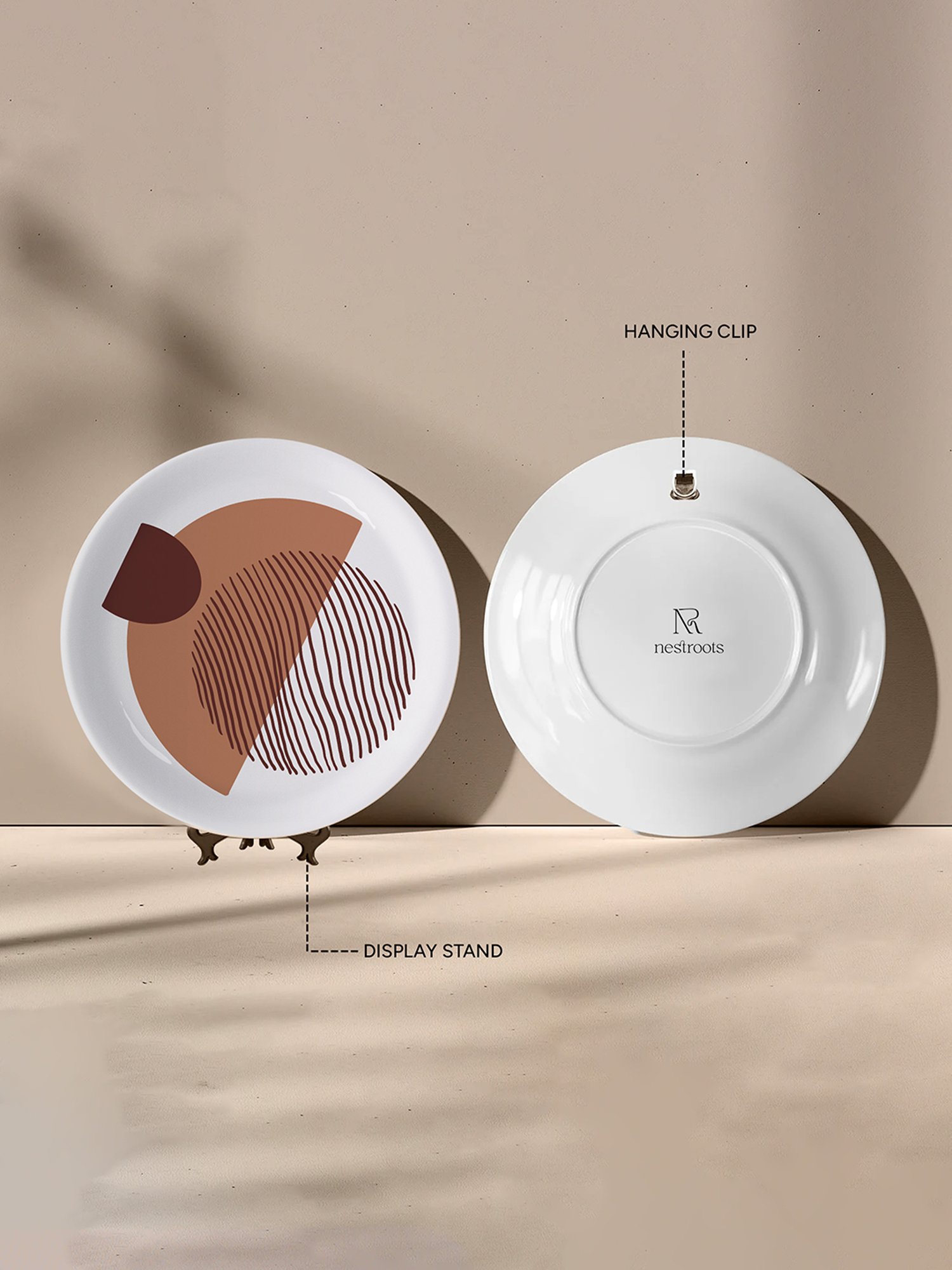 Nestroots Fluid Forms in Sand Tones Peach Porcelain&iquest;Decorative Wall Plate