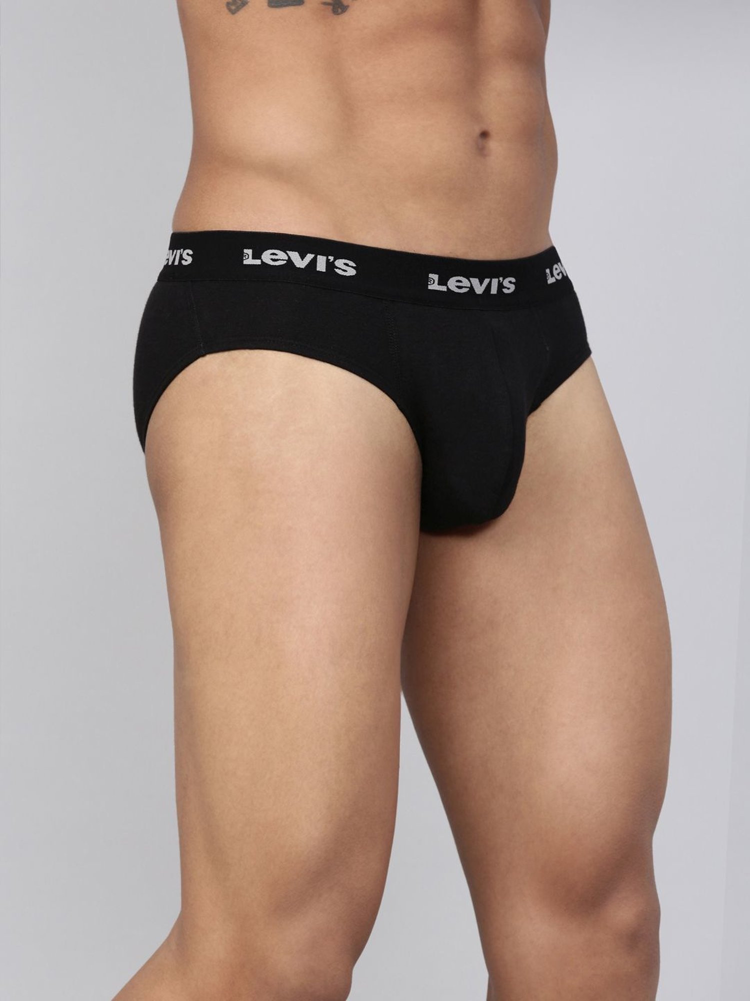 Levi's Black & Grey Cotton Regular Fit Briefs - Pack Of 2