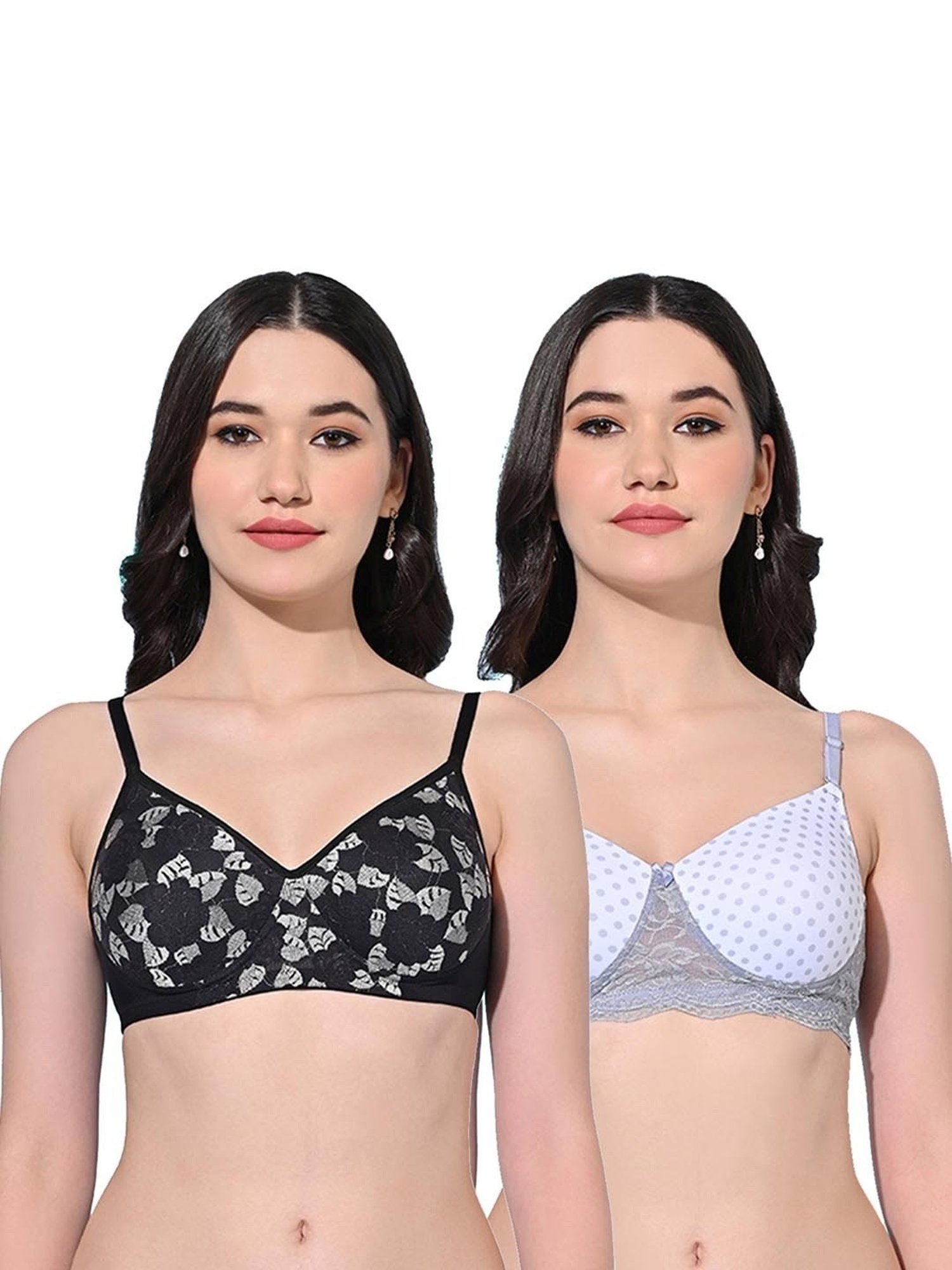 FIMS Black & Blue Printed Bras - Pack Of 2