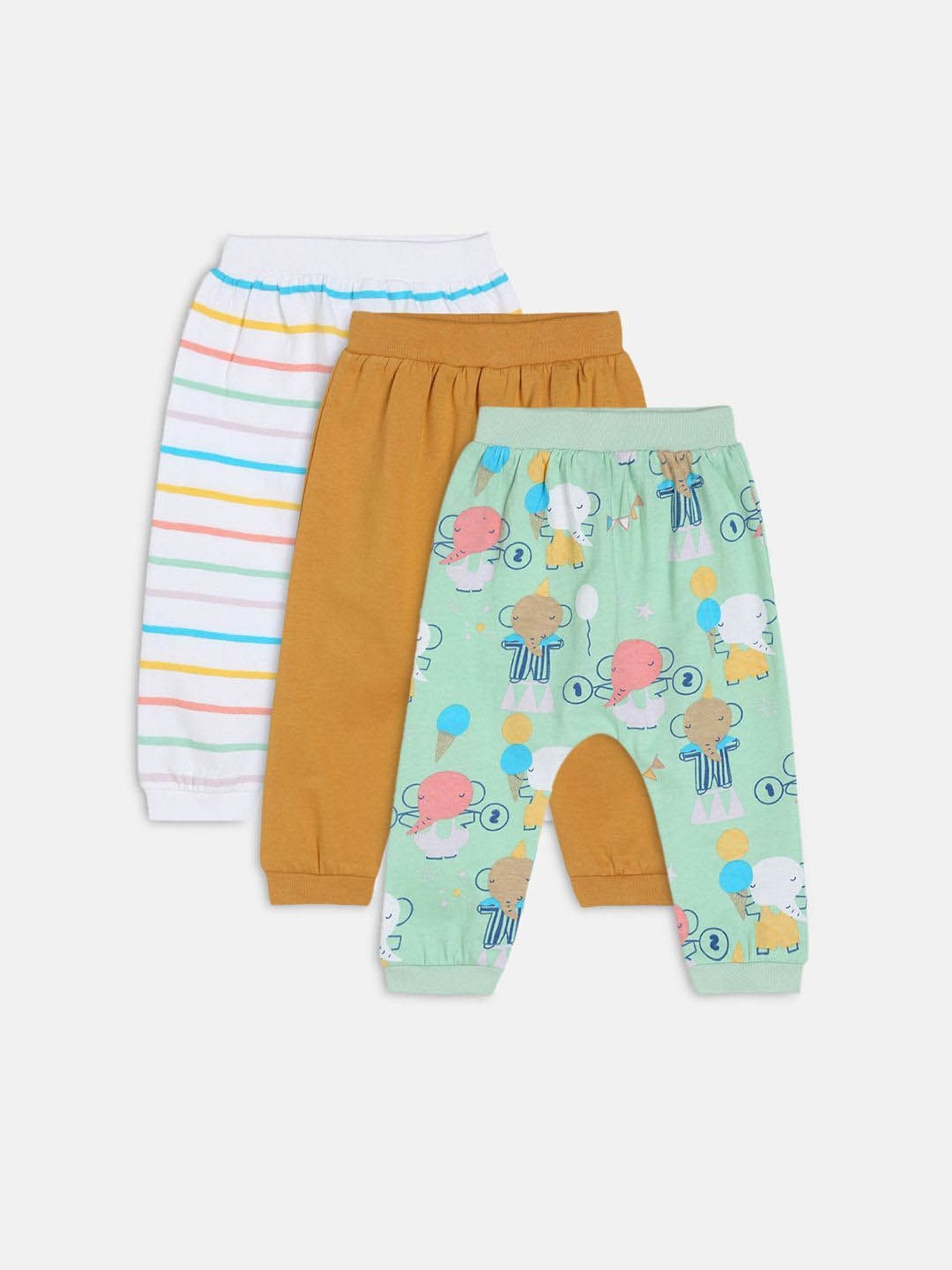 MINIKLUB Kids Multicolor Printed Trousers (Pack Of 3)