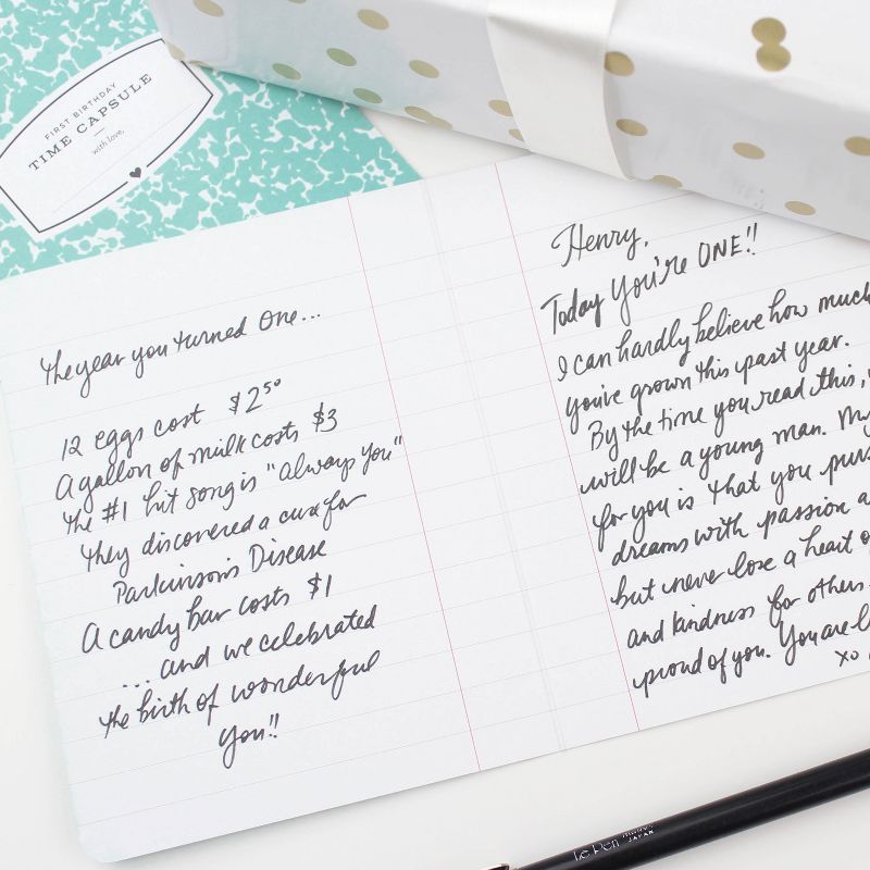 First Birthday Time Capsule Card Teal - Inklings Paperie