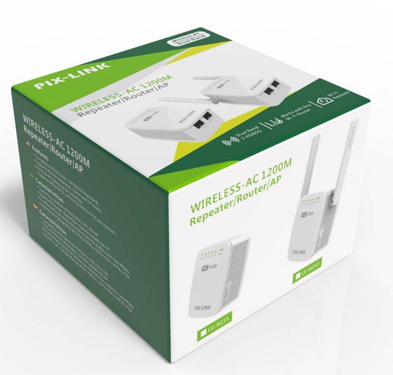 PIXLINK LV-AC11 1200M WiFi Repeater WiFi Range Extender Dual Band 5GHz Routers Booster Wireless AP-US Plug
