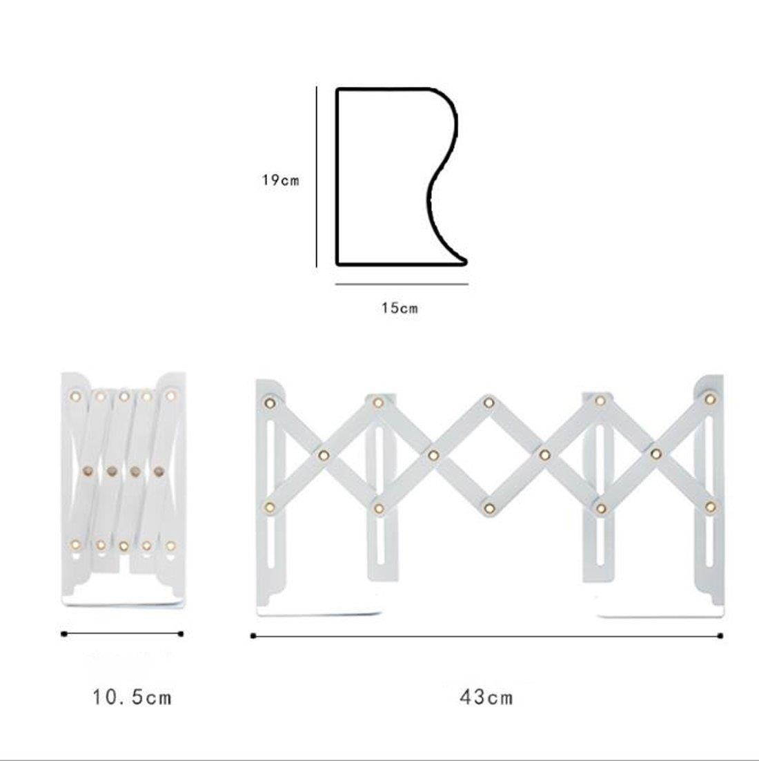 JIARI Simple Nature Japanese Style Black White Decorative Metal Iron Bookends Holder Stand Desk Nonskid Adjustable Bookend (White)