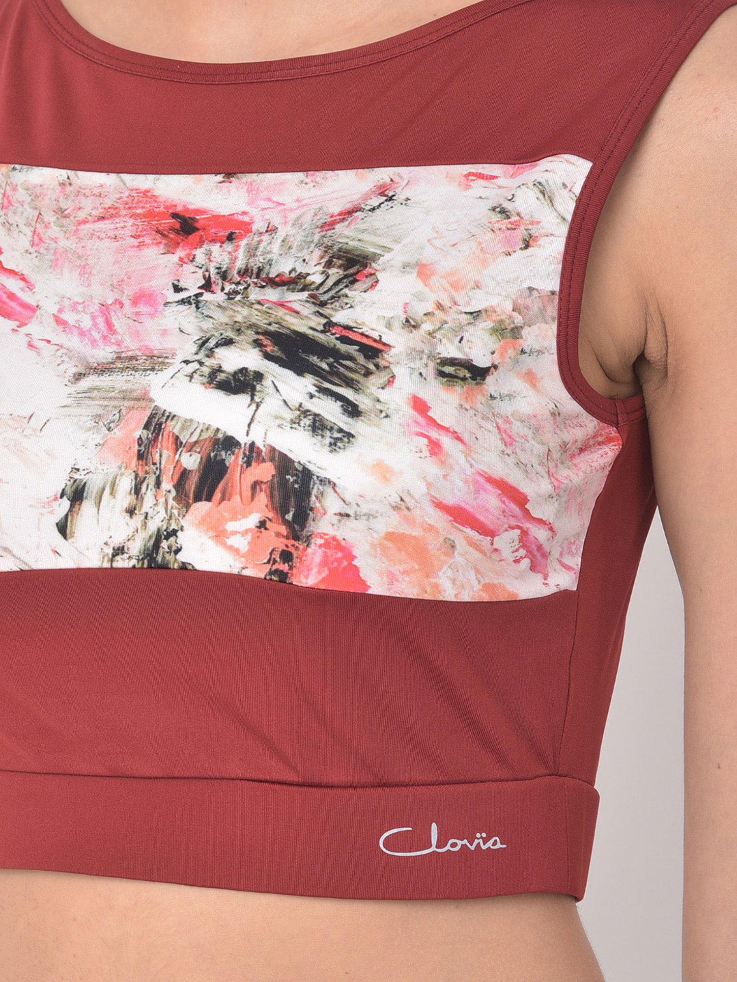 Clovia Maroon Tie-Dye Crop Top