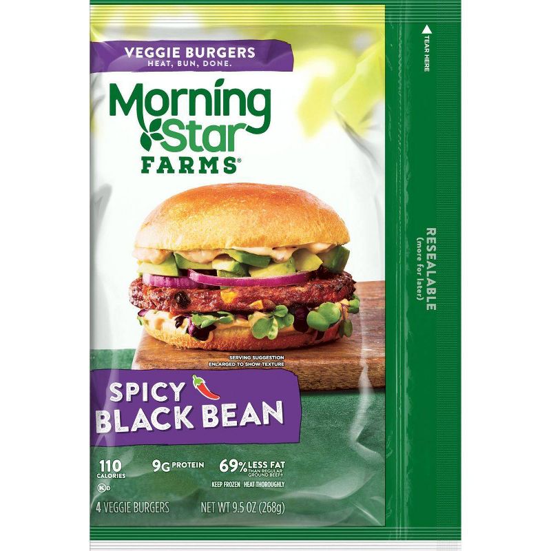 Morningstar Farms Spicy Black Bean Veggie Burgers - Frozen - 9.5oz/4ct
