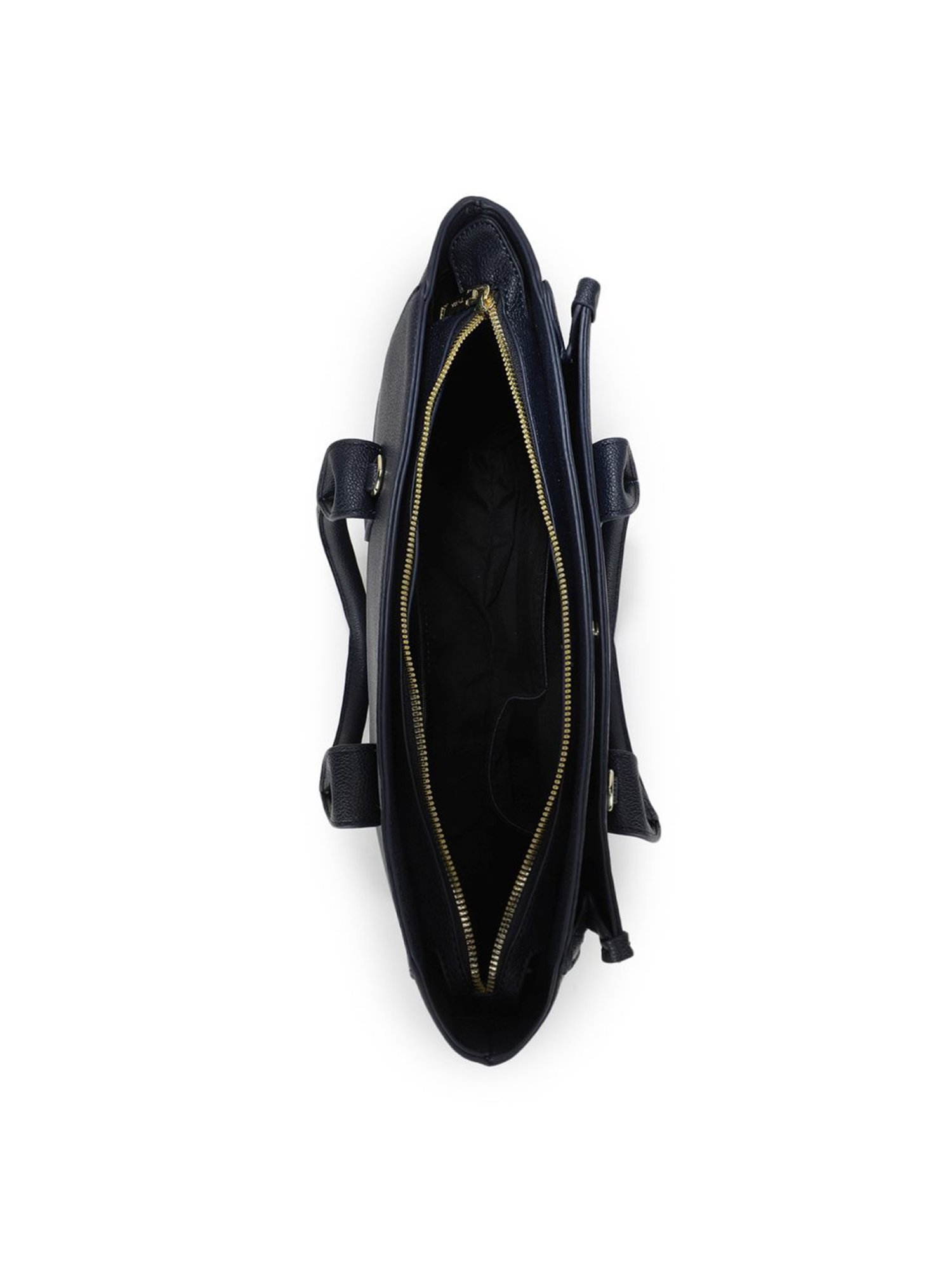 Tyra Eslia Navy Solid Faux Leather Tote Handbag