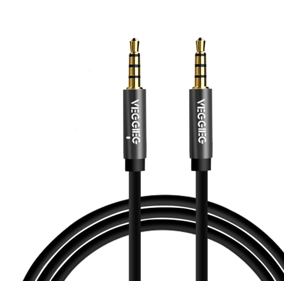 Veggie Vehicle AUX AUDIO CABLE 3.5mm Male To Male Dual Head Classic White 4-Pole Audio Cable