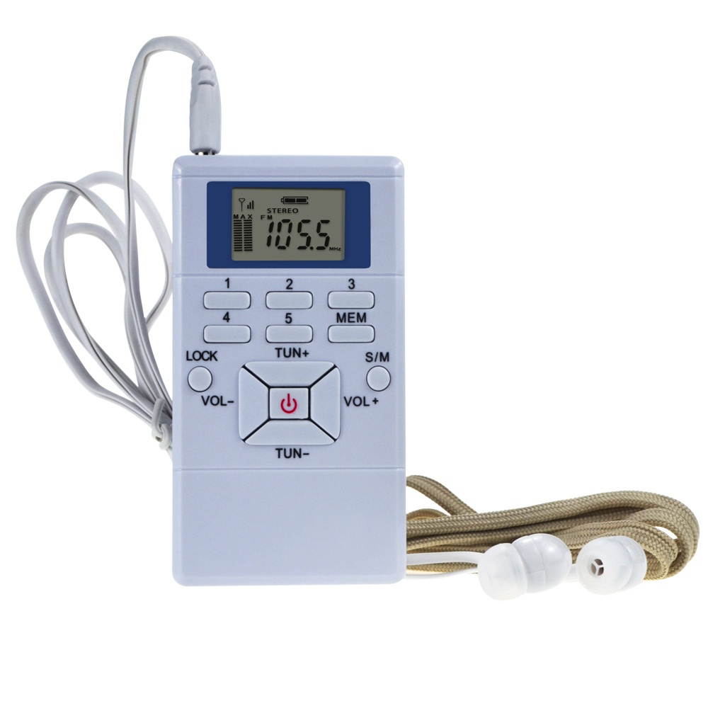 Mini Portable DSP Stereo FM Radio Digital Clock Receiver for Meeting Simultaneous Interpretation Clip-on Radio with Earphone Lanyard 1.2
