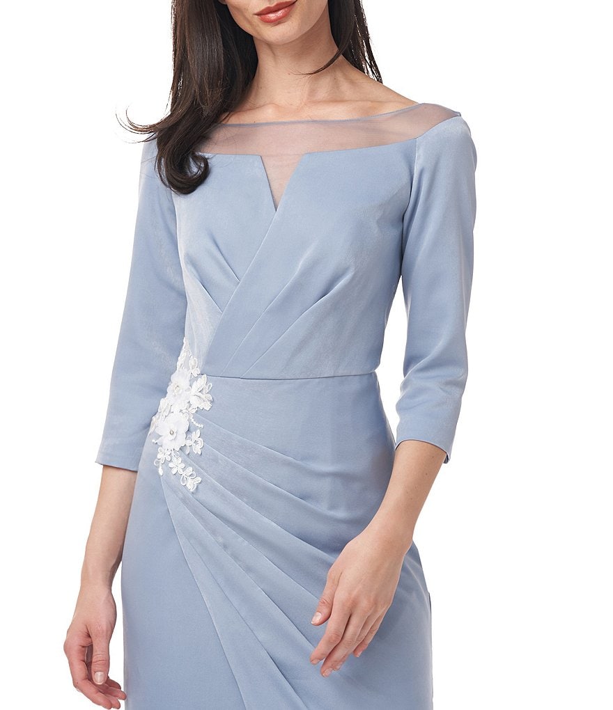 JS Collections Parker Illusion Yoke Sequin Knit Midi Dress