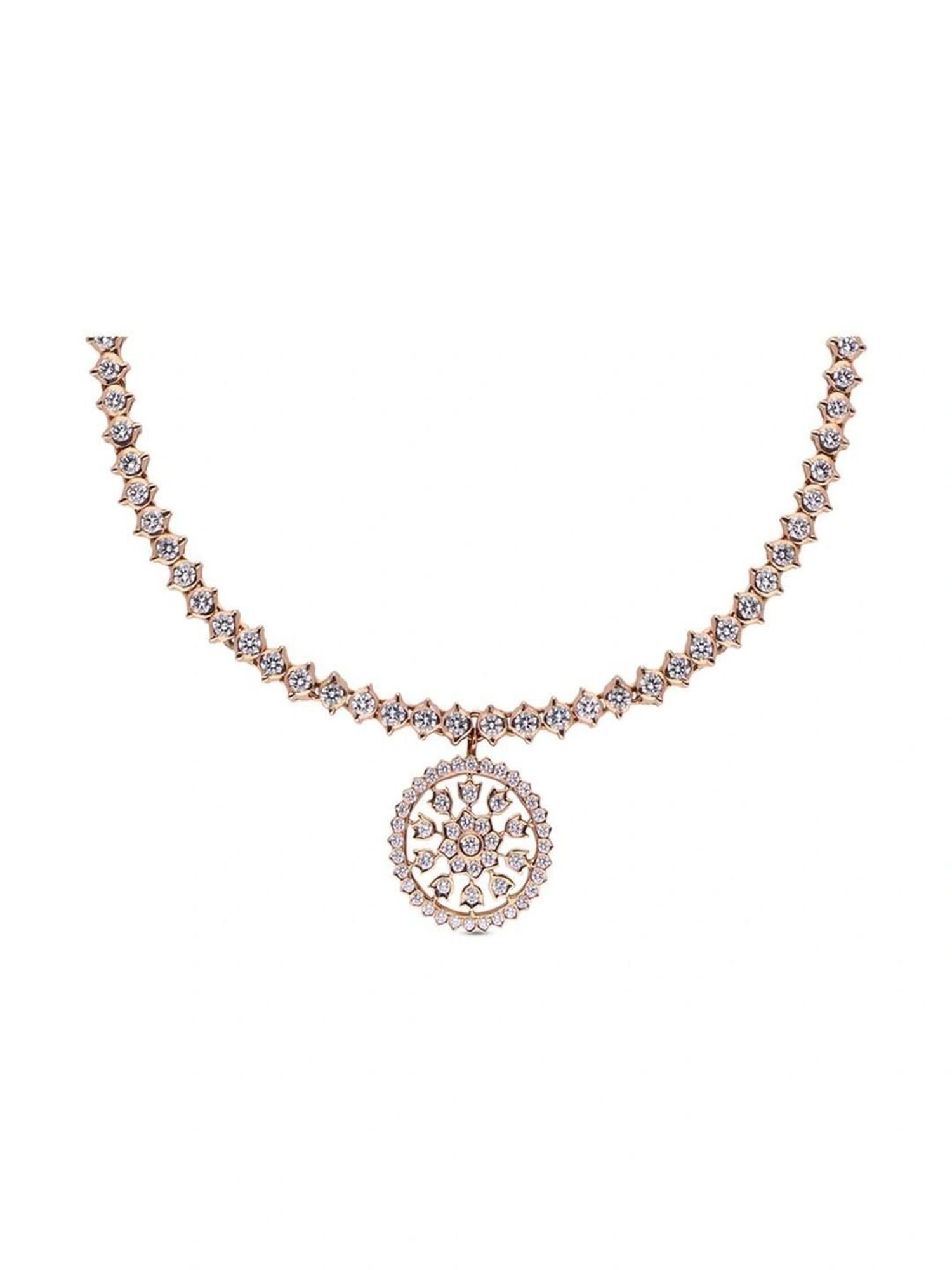 P.N.Gadgil Jewellers 18k Gold Infinity Florall Diamond Necklace For Women