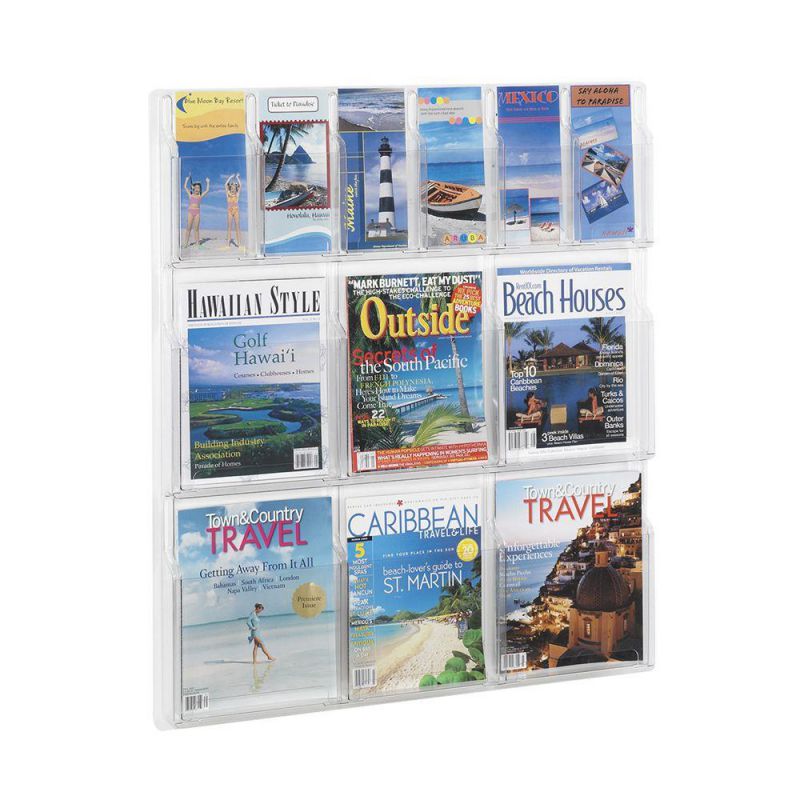 Safco Reveal Clear Literature Displays 12 Compartments 30w x 2d x 34-3/4h Clear