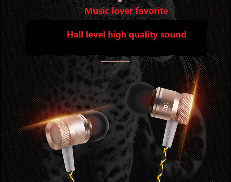 High level metal earphone with microphone HI-FI stereo sound bass sound high quality 3.5mm plug gray color