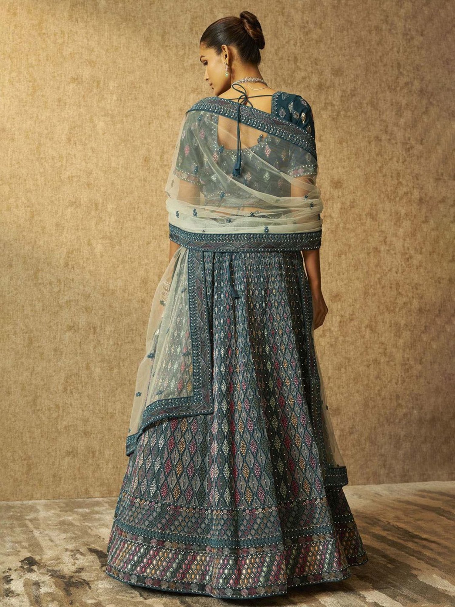 studiorasa Purple Hand Block Print Lehenga Set