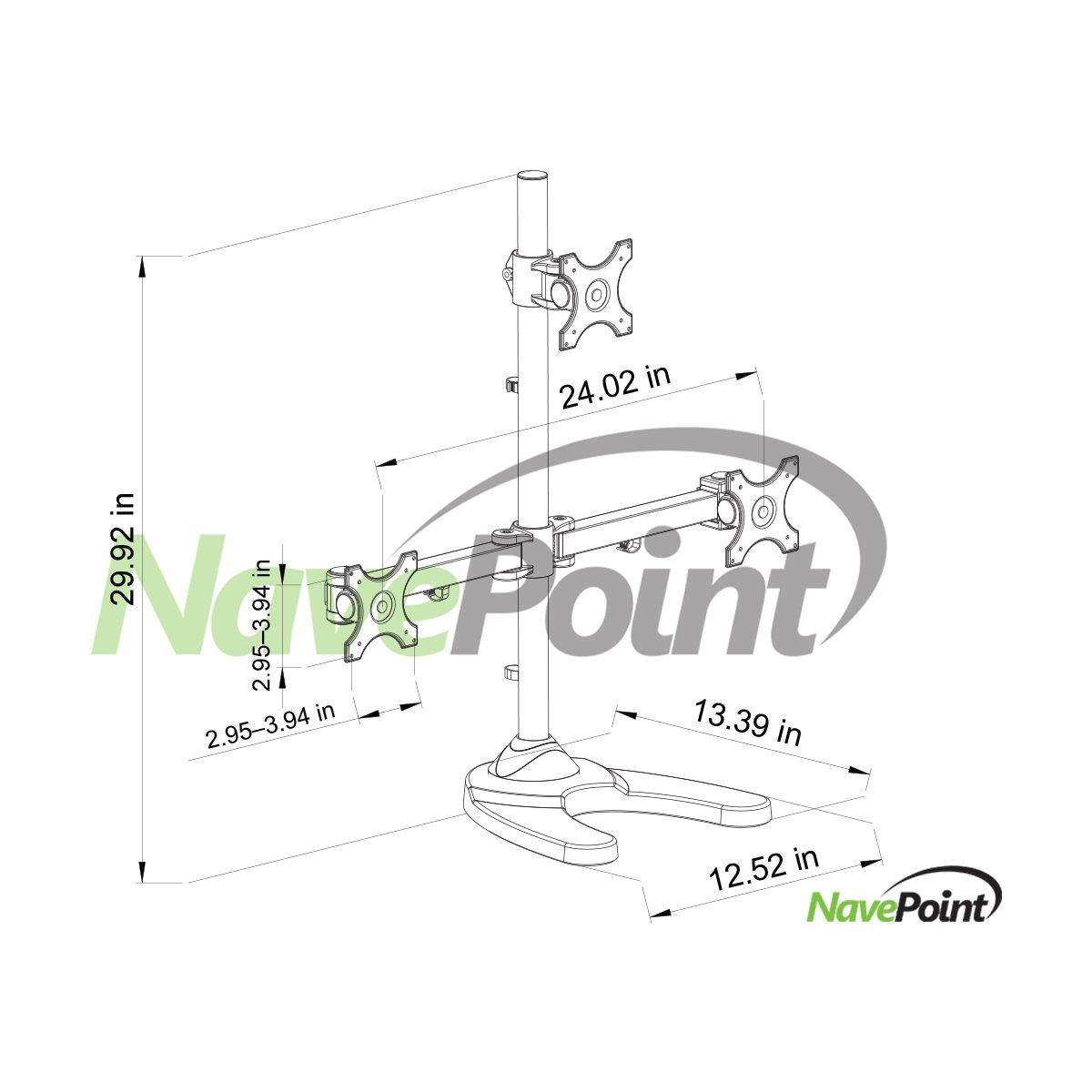 NavePoint Triple LCD Monitor Desk Stand/Mount Free Standing Adjustable 3 Screens upto 24-Inches Black