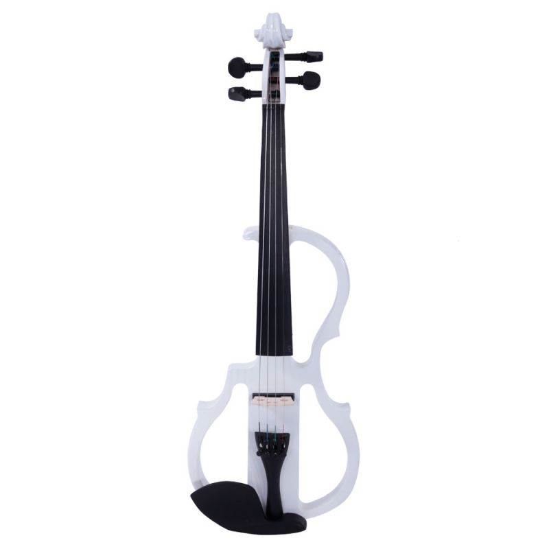 Electric Silent Violin Fiddle 4/4 Size & Case Bow Rosin Headphone White