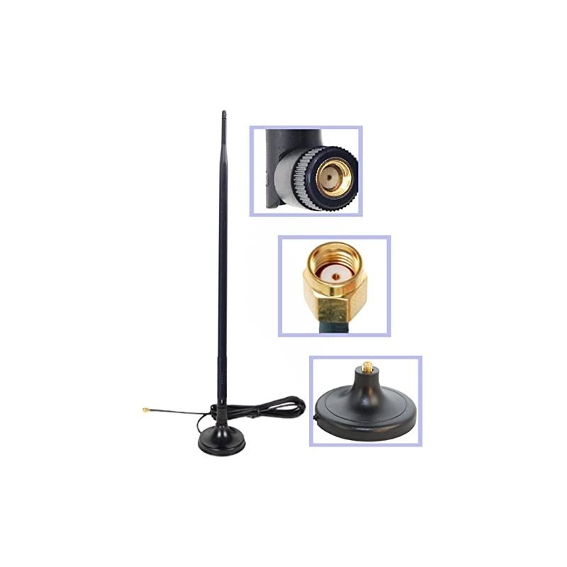 Band Wi-Fi 9dbi Gain Extension Long Range Omni Directional 2.4/5Ghz 802.11a/b/g/n/ac Antenna with RP-SMA Male Connector on Magnetic Base with 1.65 ft/19.5 inches/50cm RG174 Coaxial Low Loss Cable