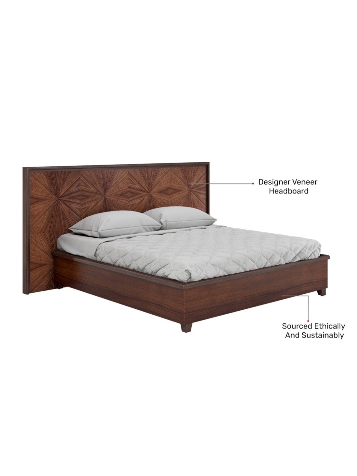 Durian Hudson Brown Plywood Queen Size Bed