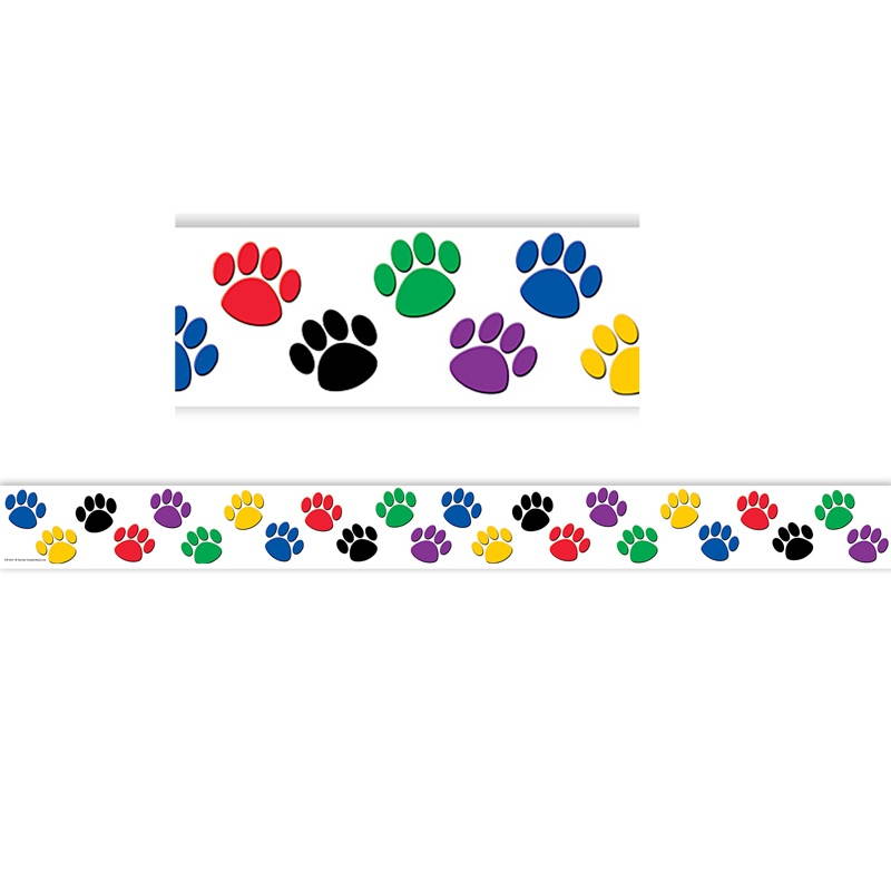 Teacher Created Resources 4641 Paw Prints Border Trim, 3'' x 35'' Panels, Paw Prints, 12/Pack