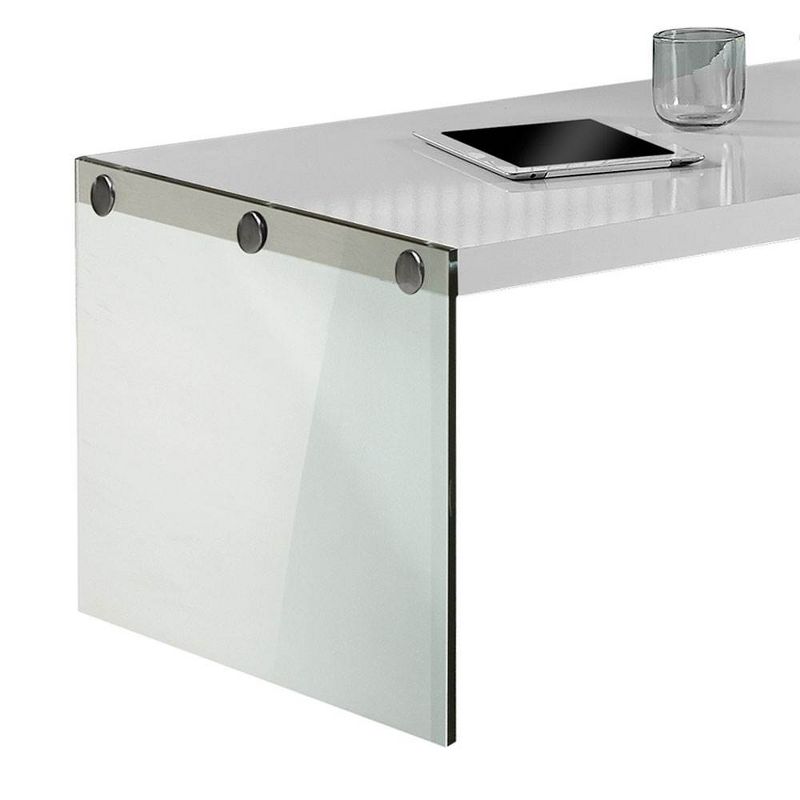 Monarch Specialties Contemporary Accent Tempered Glass Coffee Table, Gloss White