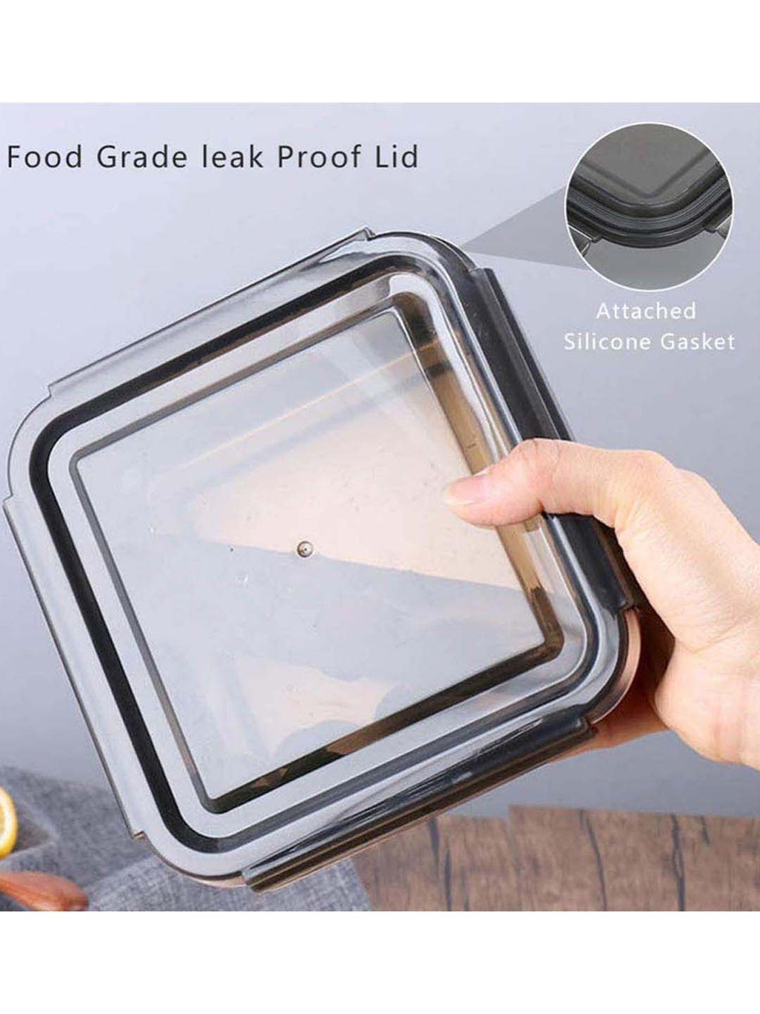 Femora Silver Steel Containers with Lid (380 ml) - Set of 3