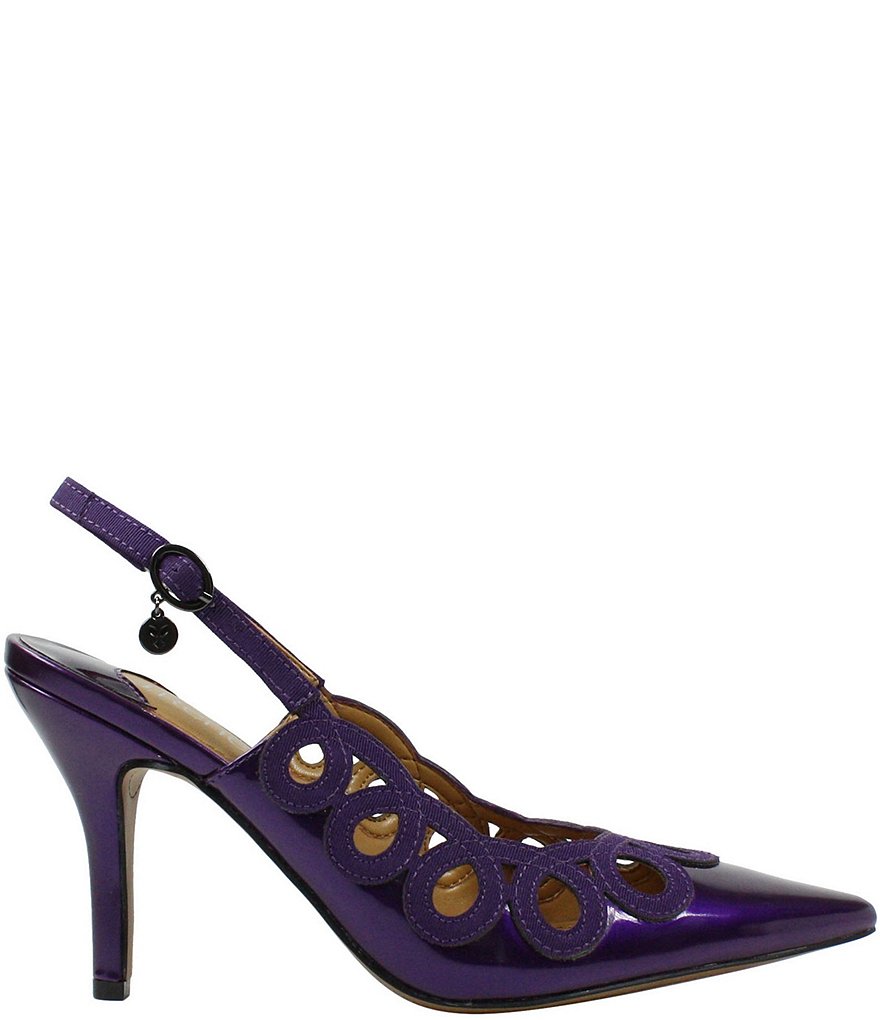 J. Renee Reghina Patent Cut-Out Detail Slingback Pumps