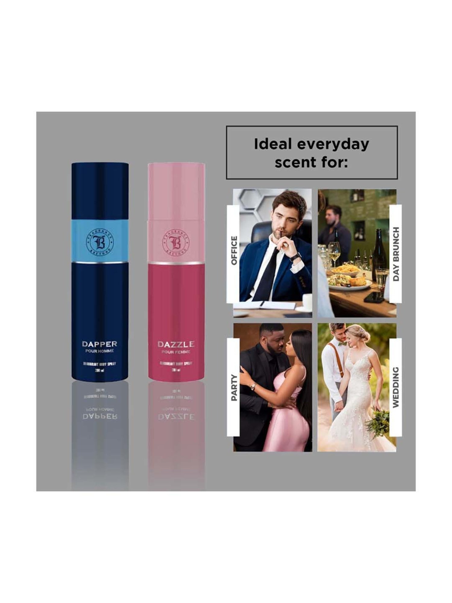 Fragrance & Beyond Dapper and Dazzle Deodorant Body Spray for Unisex Pack of 2