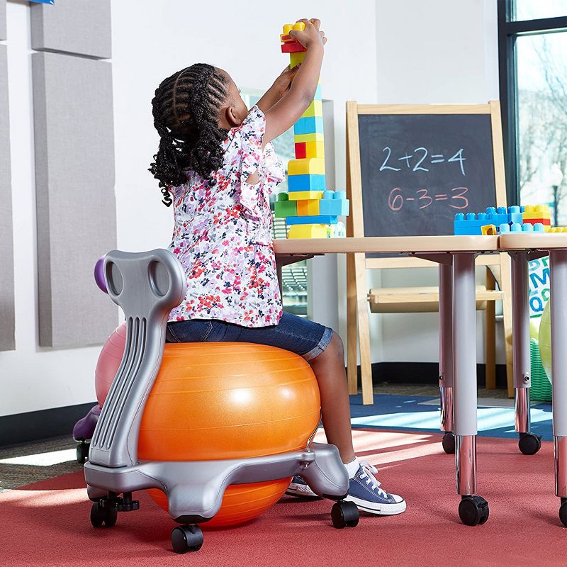 Gaiam Kid Classic Stability Balance Ball Chair with Reliable 4 Wheel Base to Adopt Healthy Posture, Keep Body Active, and Mind Engaged, Orange & Gray
